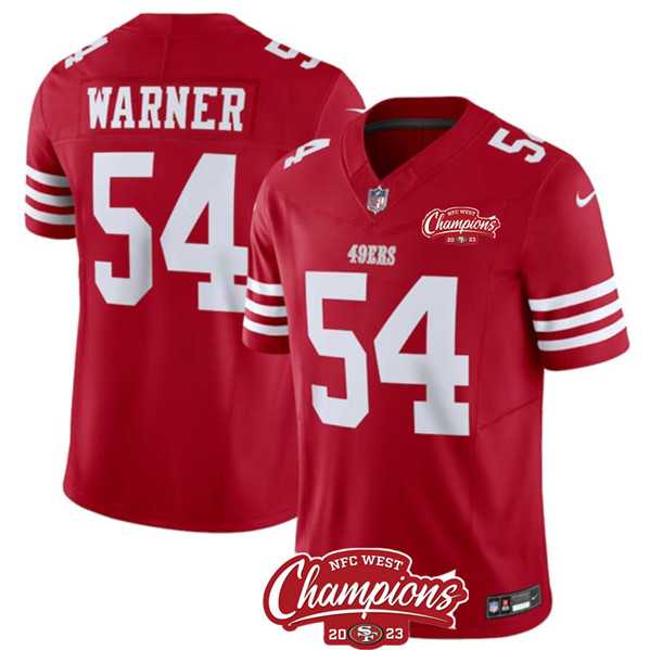 Men & Women & Youth San Francisco 49ers #54 Fred Warner Red 2023 F.U.S.E. NFC West Champions Patch Stitched Jersey